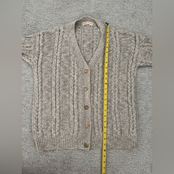 $550 & Daughter  Cable Knit Chunky Button Down Designer Tan Cardigan Sweater XS - Picture 7 of 8